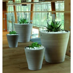 Outlet POTERIE GOICOECHEA Pot Cuvier contemporain en terre grise H 48 x Ø.47 cm