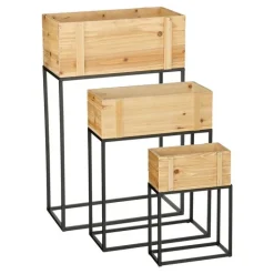 Clearance EDELMAN Pot d'intérieur sur pied coloris marron en bois Nando - 50 x 25 x 80 cm