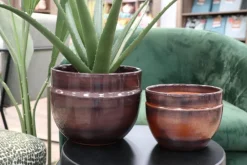 Sale LES POTERIES D'ALBI Pot en terre cuite émaillée marron châtaigne Austral - Ø20 x H16 cm