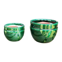 Hot LES POTERIES D'ALBI Pot en terre cuite émaillée coloris vert Austral - Ø 20 x H 16 cm