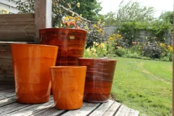 New LES POTERIES D'ALBI Pot en terre cuite émaillée orange Savane Les Poteries d’Albi Sydney - Ø 33 x H 35 cm