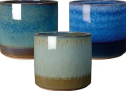 Hot DEROMA Pot en terre cuite émaillée coloris bleu Océan - Ø 30 x H 27 cm