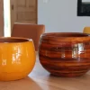 Best LES POTERIES D'ALBI Pot en terre cuite émaillée orange Savane Les Poteries d’Albi Le Liseré - Ø 25 x H 19 cm