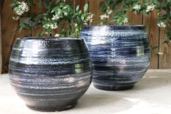 New LES POTERIES D'ALBI Pot en terre émaillée bleu Nuit étoilée Bahia - Ø 25 x H 31 cm