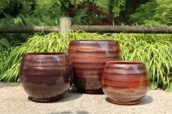 Outlet LES POTERIES D'ALBI Pot en terre émaillée marron Châtaigne Bahia - Ø 35 x H 38 cm