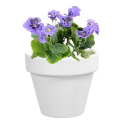 Clearance DECOLINES Pot horticole en terre cuite émaillée Blanc – D14 x H12