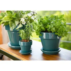 Sale DECOLINES Pot horticole émaillé de 0,9 L coloris bleu Ø 14 x H 12 cm