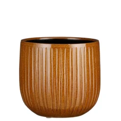 Clearance EDELMAN Pot rond Hollande cannelé ocre Pablo – Ø 21 x H 19 cm
