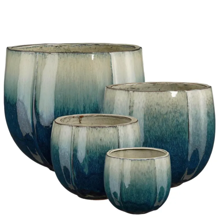 Online EDELMAN Pot rond en céramique coloris pétrole Corsica - Ø 29 x H 26 cm
