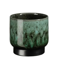 EDELMAN Pot rond Thiago coloris vert en terre cuite - Ø 15 cm x 14 cm