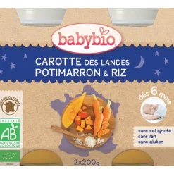 Clearance BABYBIO Pots de Carotte potimarron et riz bonne nuit 2 x 200 g