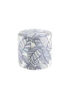 New Pouf coloris bleu en bois et coton polyester Malia - 40 x 40 cm