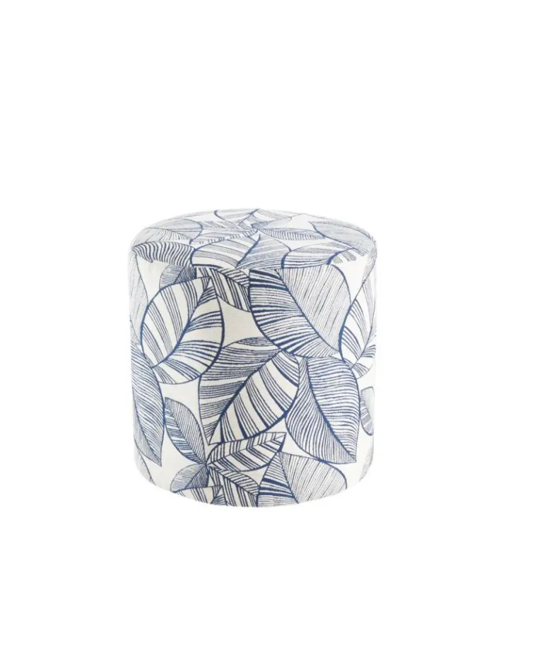 New Pouf coloris bleu en bois et coton polyester Malia - 40 x 40 cm
