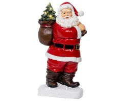 Online KAEMINGK Père Noël avec hotte en résine rouge à micro LED blanc chaud  - 9 x 19,5 x 31,5 cm