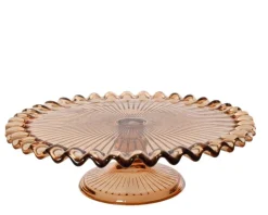 KAEMINGK Présentoir à gâteau en verre brun - Ø 25 x H 7,5 cm