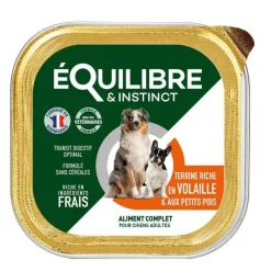 Best EQUILIBRE&INSTINCT Pâtée pour chien volaille pois en barquette de 300 g