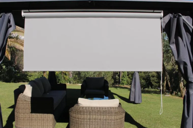 Outlet COULEURS DU MONDE Rideau brise soleil coloris gris en polyester plein