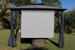 Outlet COULEURS DU MONDE Rideau brise soleil coloris gris en polyester plein