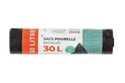 Outlet MAISON PINSON Sacs poubelle recycles anti-fuite avec liens coulissants coloris noir - 20 x 30 L