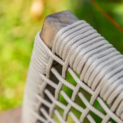New Salon de jardin en bois et corde coloris beige Séquoïa - 4 éléments (canapé, table basse et deux fauteuils)