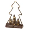 Online KAEMINGK Sapin en jute marron sur buche en bois à micro LED or et blanc chaud  - 9 x 23,5 x 34 cm