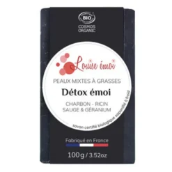 New LOUISE ÉMOI Savon solide "Détox émoi" huile de ricin et charbon - 100g