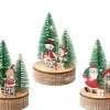 Sale KAEMINGK Scénette de Noël sur socle en bois avec figurine rouge et sapins verts à micro LED blanc chaud  - Ø 8 x H 12,5 cm