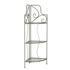 Clearance EDELMAN Sellette d'angle pliable en fer vert à 3 étages Tierra - 111 x 32 x 32 cm