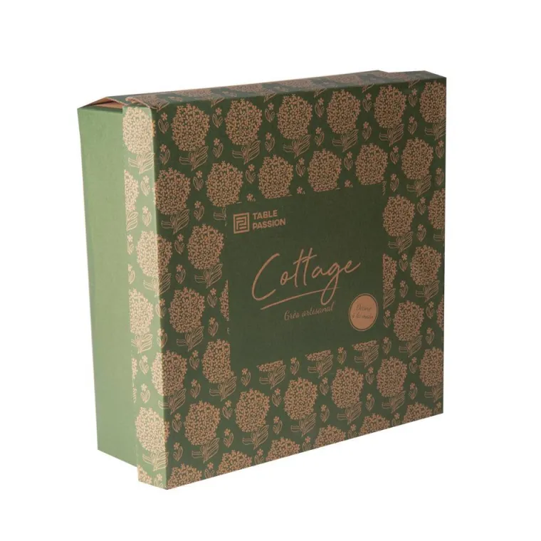 Best BASTIDE Service apéritif en porcelaine motifs floraux Cottage - 1 Plateau et 6 coupelles