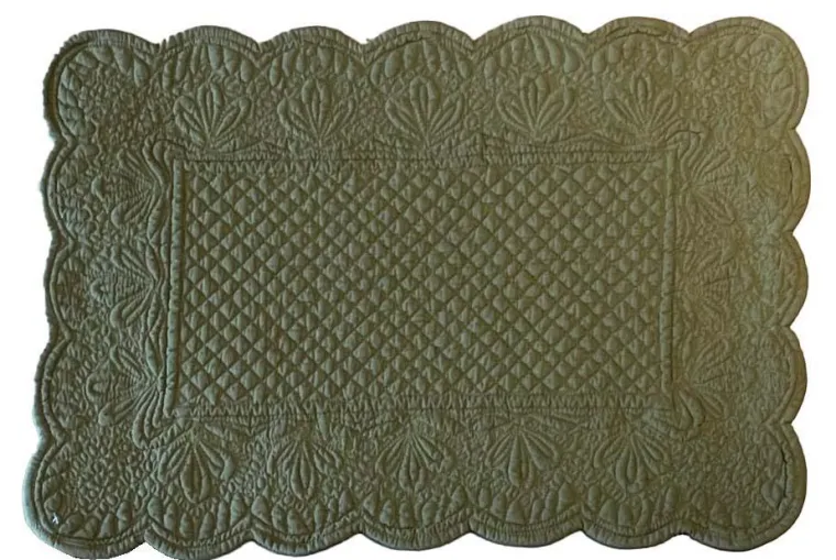 Best SAFECO Set de table vert kaki en coton Amandine - 35 x 50 cm