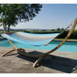 New JOBEK Set support et hamac EsKapade coloris turquoise anthracite en bois et polypropylène Hamacs - 323 x 125 x 128 cm