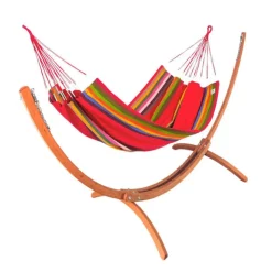 Best JOBEK Set support et hamac Weekend coloris multicolore Ara Macao en bois et polypropylène Hamacs - 350 x 125 x 136,5 cm