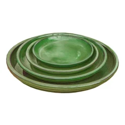 Online POTERIE DU BOUSQUET Soucoupe en terre cuite émaillée verte Costa - Ø 38 x H 3,8 cm