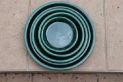 Discount LES POTERIES D'ALBI Soucoupe en terre émaillée vert Jade Les Poteries d’Albi - Ø 41 cm