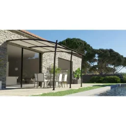 Clearance COULEURS DU MONDE Structure pour toile coloris gris en aluminium Kyoto - 3,5 x 4 m