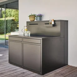 Online FORGE ADOUR Support cuisine fermé en acier noir forme comptoir de bar - 120 x 97,2 x 112,5 cm