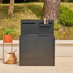 Online FORGE ADOUR Support pour plancha fermé en acier noir forme comptoir de bar - 90 x 97,2 x 112,5 cm