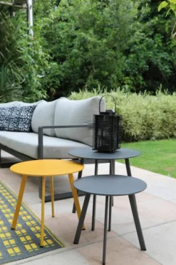 Table d'appoint ronde en acier époxy blanc - PROLOISIRS Massai - Ø50 cm