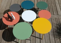 Table d'appoint ronde en acier époxy blanc - PROLOISIRS Massai - Ø50 cm