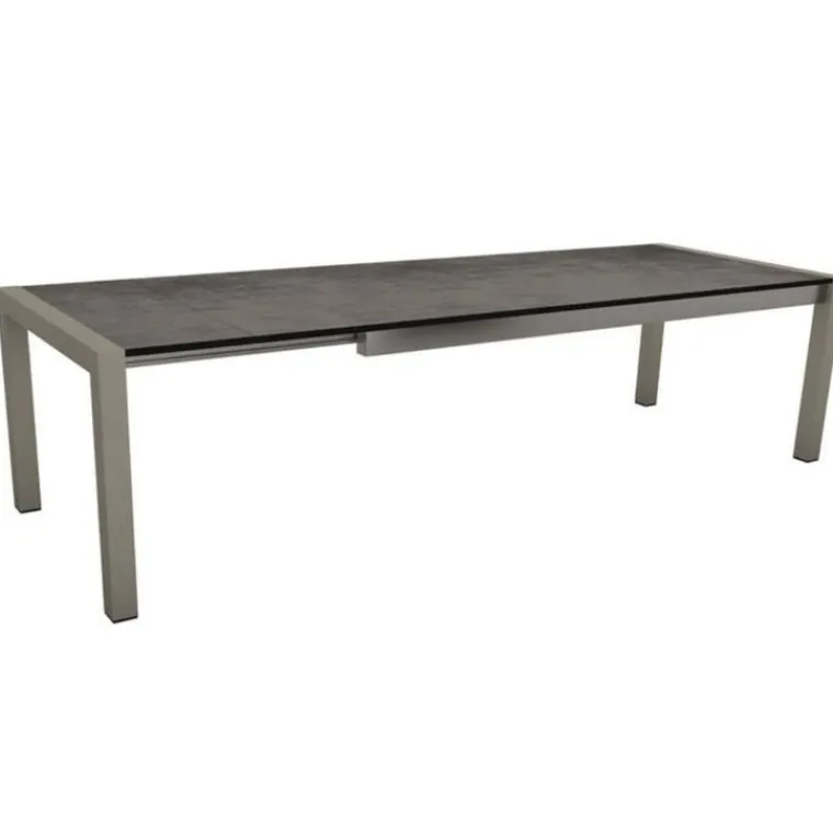 New STERN Table extensible coloris gris en aluminium - 294 x 100 cm