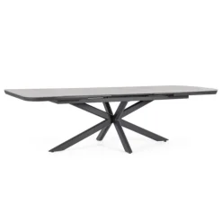 Outlet BIZZOTTO Table extensible en aluminium anthracide et pierre sintérisée Pascal Anthracite