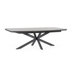 Outlet BIZZOTTO Table extensible en aluminium anthracide et pierre sintérisée Pascal Anthracite