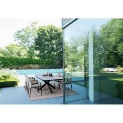 Outlet BIZZOTTO Table extensible en aluminium anthracide et pierre sintérisée Pascal Anthracite