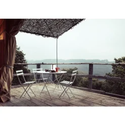 Hot FERMOB Table ronde pliante Bistro en acier coloris blanc coton Ø 96 cm