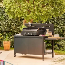 Discount FORGE ADOUR Table roulante crédence fermée en acier noir - 120 x 65,7 x 112,5 cm