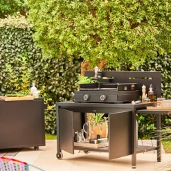 Discount FORGE ADOUR Table roulante crédence fermée en acier noir - 120 x 65,7 x 112,5 cm