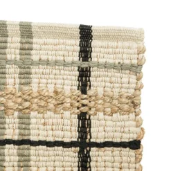 Hot Tapis décoratif carreaux coloris beige en coton - 60 x 90 cm