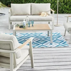 Sale Tapis d'extérieur en polypropylène recyclé bleu Piscine - 240 x 150 cm