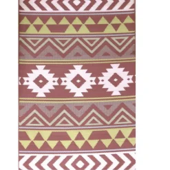 Clearance Tapis d'extérieur en polypropylène recyclé Terracotta Aztèques - 300 x 240 cm
