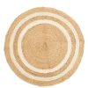 Tapis rond 2 lignes coloris blanc en jute - Ø 100 cm